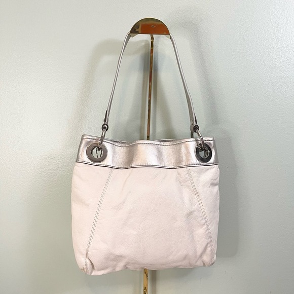 Vintage Coach Ashley White Silver Leather Convertible Crossbody Shoulder Handbag - Picture 2 of 15